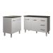 Balcão Para Cooktop 4 Bocas Fran Branco e Armário Bruna 118 cm Cozinha Gabinete Branco com Tampo Tampão Preto 