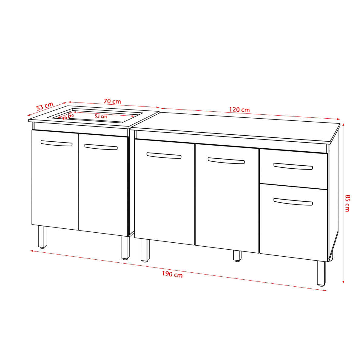 Balcão Para Cooktop 4 Bocas Fran e Armário Aline 118 cm Cozinha Gabinete Savana Off White com Tampo Tampão 