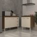 Balcão Para Cooktop 4 Bocas Fran e Armário Bruna 118 cm Cozinha Gabinete Savana Off White com Tampo Tampão Savana 