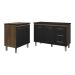 Balcão Para Cooktop 4 Bocas Fran e Armário Bruna 118 cm Cozinha Gabinete Savana Preto com Tampo Tampão Preto 