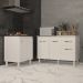 Balcão Para Cooktop 5 Bocas Fran Branco e Armário Aline 118 cm Cozinha Gabinete Branco com Tampo Tampão Branco 