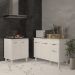 Balcão Para Cooktop 5 Bocas Fran Branco e Armário Aline 118 cm Cozinha Gabinete Branco com Tampo Tampão Branco 