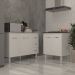 Balcão Para Cooktop 5 Bocas Fran Branco e Armário Bruna 118 cm Cozinha Gabinete Branco com Tampo Tampão Branco 