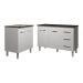Balcão Para Cooktop 5 Bocas Fran Branco e Armário Bruna 118 cm Cozinha Gabinete Branco com Tampo Tampão Preto 