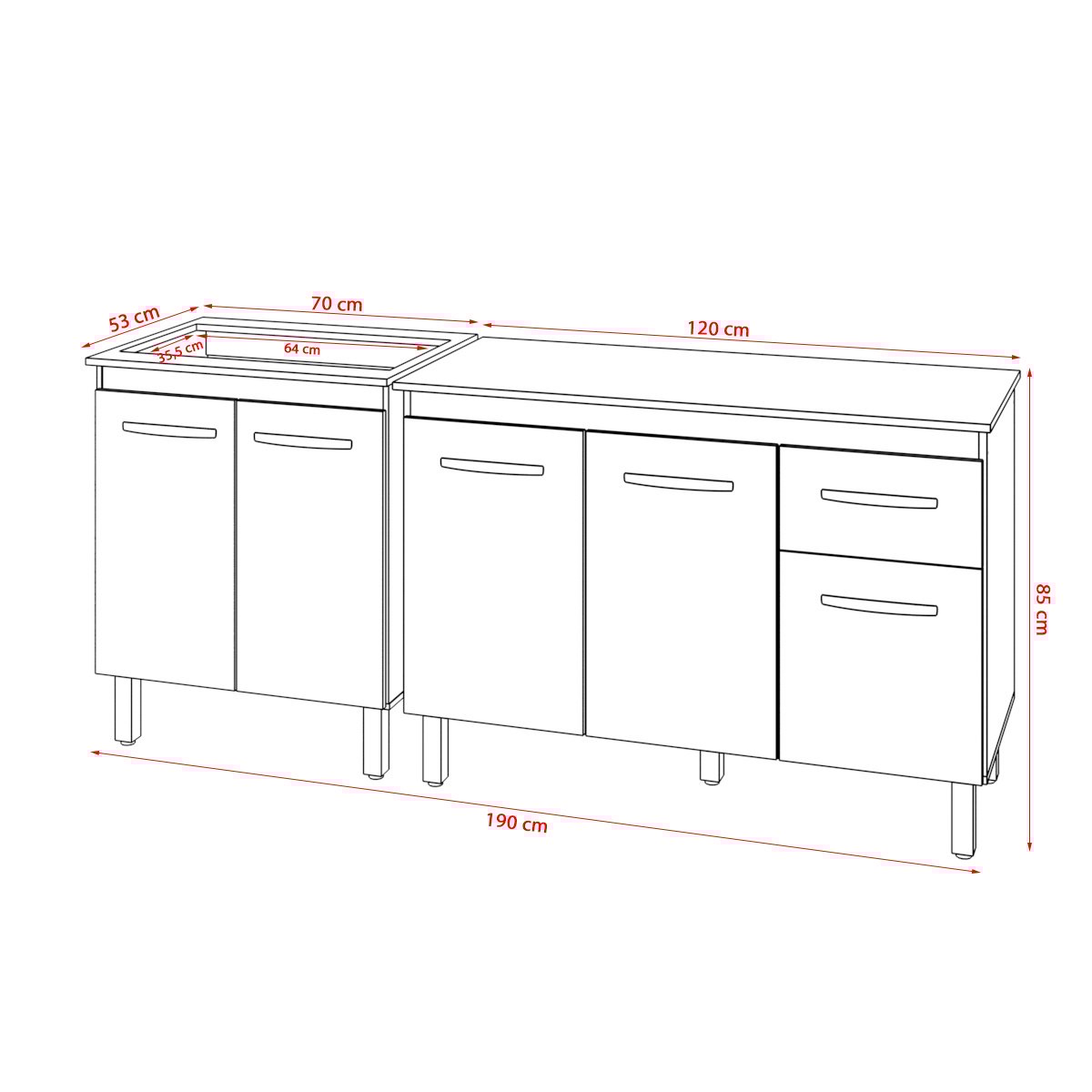 Balcão Para Cooktop 5 Bocas Fran e Armário Aline 118 cm Cozinha Gabinete Savana Off White com Tampo Tampão Savana 