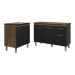Balcão Para Cooktop 5 Bocas Fran e Armário Aline 118 cm Cozinha Gabinete Savana Preto com Tampo Tampão Savana 