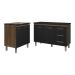 Balcão Para Cooktop 5 Bocas Fran e Armário Bruna 118 cm Cozinha Gabinete Savana Preto com Tampo Tampão Preto 
