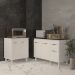 Balcão Para Microondas ou Forno Branco e Armário Aline 118 cm Cozinha Gabinete Branco com Tampo Tampão Preto 