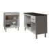 Balcão Para Microondas ou Forno Branco e Armário Aline 118 cm Cozinha Gabinete Branco com Tampo Tampão Preto 
