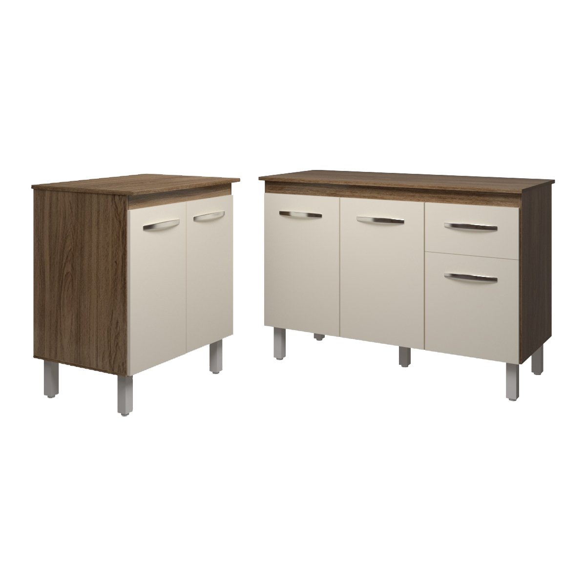 Balcão Para Microondas ou Forno e Armário Aline 118 cm Cozinha Gabinete Savana Off White com Tampo Tampão Savana 