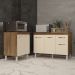 Balcão Para Microondas ou Forno e Armário Aline 118 cm Cozinha Gabinete Savana Off White com Tampo Tampão Savana 