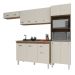 Cozinha 4 Peças Paneleiro Torre Quente Armário Suspenso Aéreo 118 cm Aéreo de Geladeira Balcão Aline 3 Portas Savana Off White 