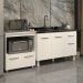 Cozinha Armário Balcão Gabinete de Pia Aline 120 cm e Balcão Amanda para Microondas e Forno Elétrico Branco 