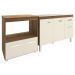 Cozinha Armário Balcão Gabinete de Pia Aline 120 cm e Balcão Amanda para Microondas e Forno Elétrico Savana Off White 