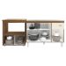 Cozinha Armário Balcão Gabinete de Pia Aline 120 cm e Balcão Amanda para Microondas e Forno Elétrico Savana Off White 