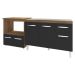 Cozinha Armário Balcão Gabinete de Pia Aline 120 cm e Balcão Amanda para Microondas e Forno Elétrico Savana Preto 