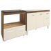 Cozinha Armário Balcão Gabinete de Pia Aline 120 cm e Balcão Evelyn para Fogão Cooktop 4 Bocas e Forno Savana Off White 