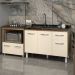 Cozinha Armário Balcão Gabinete de Pia Aline 120 cm e Balcão Evelyn para Fogão Cooktop 4 Bocas e Forno Savana Off White 