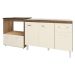 Cozinha Armário Balcão Gabinete de Pia Aline 120 cm e Balcão Evelyn para Fogão Cooktop 4 Bocas e Forno Savana Off White 
