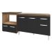 Cozinha Armário Balcão Gabinete de Pia Aline 120 cm e Balcão Evelyn para Fogão Cooktop 4 Bocas e Forno Savana Preto 