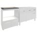 Cozinha Armário Balcão Gabinete de Pia Aline 120 cm e Balcão Evelyn para Fogão Cooktop 5 Bocas e Forno Branco 
