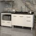 Cozinha Armário Balcão Gabinete de Pia Aline 120 cm e Balcão Evelyn para Fogão Cooktop 5 Bocas e Forno Branco 
