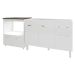 Cozinha Armário Balcão Gabinete de Pia Aline 120 cm e Balcão Evelyn para Fogão Cooktop 5 Bocas e Forno Branco 