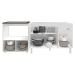 Cozinha Armário Balcão Gabinete de Pia Aline 120 cm e Balcão Evelyn para Fogão Cooktop 5 Bocas e Forno Branco 