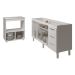 Cozinha Balcão Armário Gabinete de Pia 150 cm Deise e Balcão Amanda para Forno Elétrico e Microondas Branco 