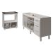 Cozinha Balcão Armário Gabinete de Pia 150 cm Deise e Balcão Evelyn para Fogão Cooktop 4 Bocas Branco 