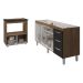 Cozinha Balcão Armário Gabinete de Pia 150 cm Deise e Balcão Evelyn para Fogão Cooktop 4 Bocas Savana Preto 