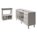 Cozinha Balcão Armário Gabinete de Pia 150 cm Deise e Balcão Evelyn para Fogão Cooktop 5 Bocas Branco 