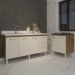 Cozinha Balcão Armário Gabinete de Pia 150 cm Deise e Balcão Fran para Fogão Cooktop 4 Bocas Savana Off White 