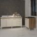 Cozinha Balcão Armário Gabinete de Pia 150 cm Deise e Balcão Fran para Fogão Cooktop 4 Bocas Savana Off White 