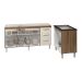 Cozinha Balcão Armário Gabinete de Pia 150 cm Deise e Balcão Fran para Fogão Cooktop 4 Bocas Savana Off White 