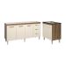 Cozinha Balcão Armário Gabinete de Pia 150 cm Deise e Balcão Fran para Fogão Cooktop 5 Bocas Savana Off White 