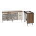 Cozinha Balcão Armário Gabinete de Pia 150 cm Deise e Balcão Fran para Fogão Cooktop 5 Bocas Savana Off White 