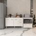 Gabinete Armário Carine 138 cm com Tampo Tampão e Balcão Amanda para Forno e Microondas Branco 