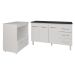 Gabinete Armário Carine 138 cm com Tampo Tampão e Balcão Amanda para Forno e Microondas Branco e Preto 