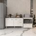 Gabinete Armário Carine 138 cm com Tampo Tampão e Balcão Amanda para Forno e Microondas Branco e Preto 