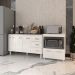 Gabinete Armário Carine 138 cm com Tampo Tampão e Balcão Amanda para Forno e Microondas Branco e Preto 