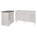 Gabinete Armário Carine 138 cm com Tampo Tampão e Balcão Evelyn Para cooktop 4 Bocas Branco 