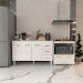 Gabinete Armário Carine 138 cm com Tampo Tampão e Balcão Evelyn Para cooktop 4 Bocas Branco 