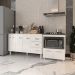 Gabinete Armário Carine 138 cm com Tampo Tampão e Balcão Evelyn Para cooktop 4 Bocas Branco 