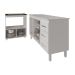 Gabinete Armário Carine 138 cm com Tampo Tampão e Balcão Evelyn Para cooktop 4 Bocas Branco 