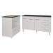 Gabinete Armário Carine 138 cm com Tampo Tampão e Balcão Evelyn Para cooktop 4 Bocas Branco e Preto 