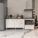Gabinete Armário Carine 138 cm com Tampo Tampão e Balcão Evelyn Para cooktop 4 Bocas Branco e Preto 