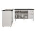 Gabinete Armário Carine 138 cm com Tampo Tampão e Balcão Evelyn Para cooktop 4 Bocas Branco e Preto 