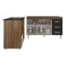 Gabinete Armário Carine 138 cm com Tampo Tampão e Balcão Evelyn Para cooktop 4 Bocas Savana com Preto 