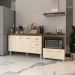 Gabinete Armário Carine 138 cm com Tampo Tampão e Balcão Evelyn Para cooktop 4 Bocas Savana e Off White 